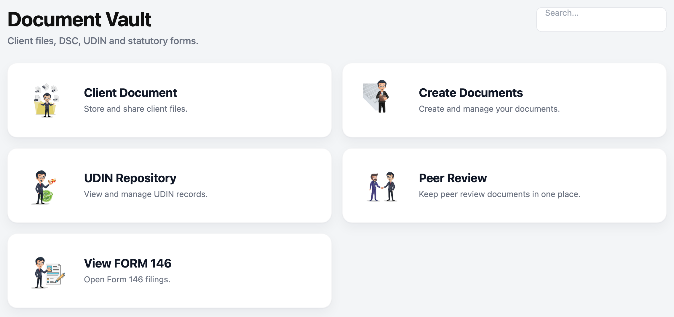 Partner Desk Document Vault interface